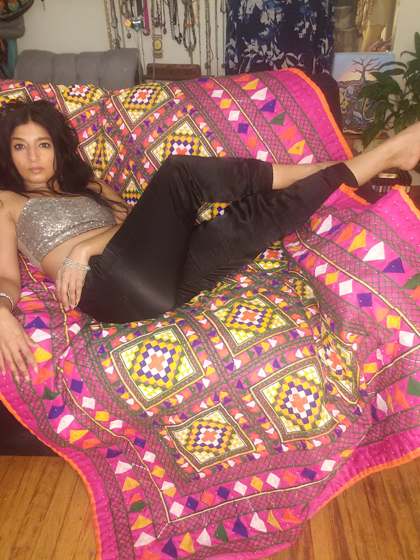 HOT PINK VIBES HANDMADE KALBELIYA TRIBAL BLANKET