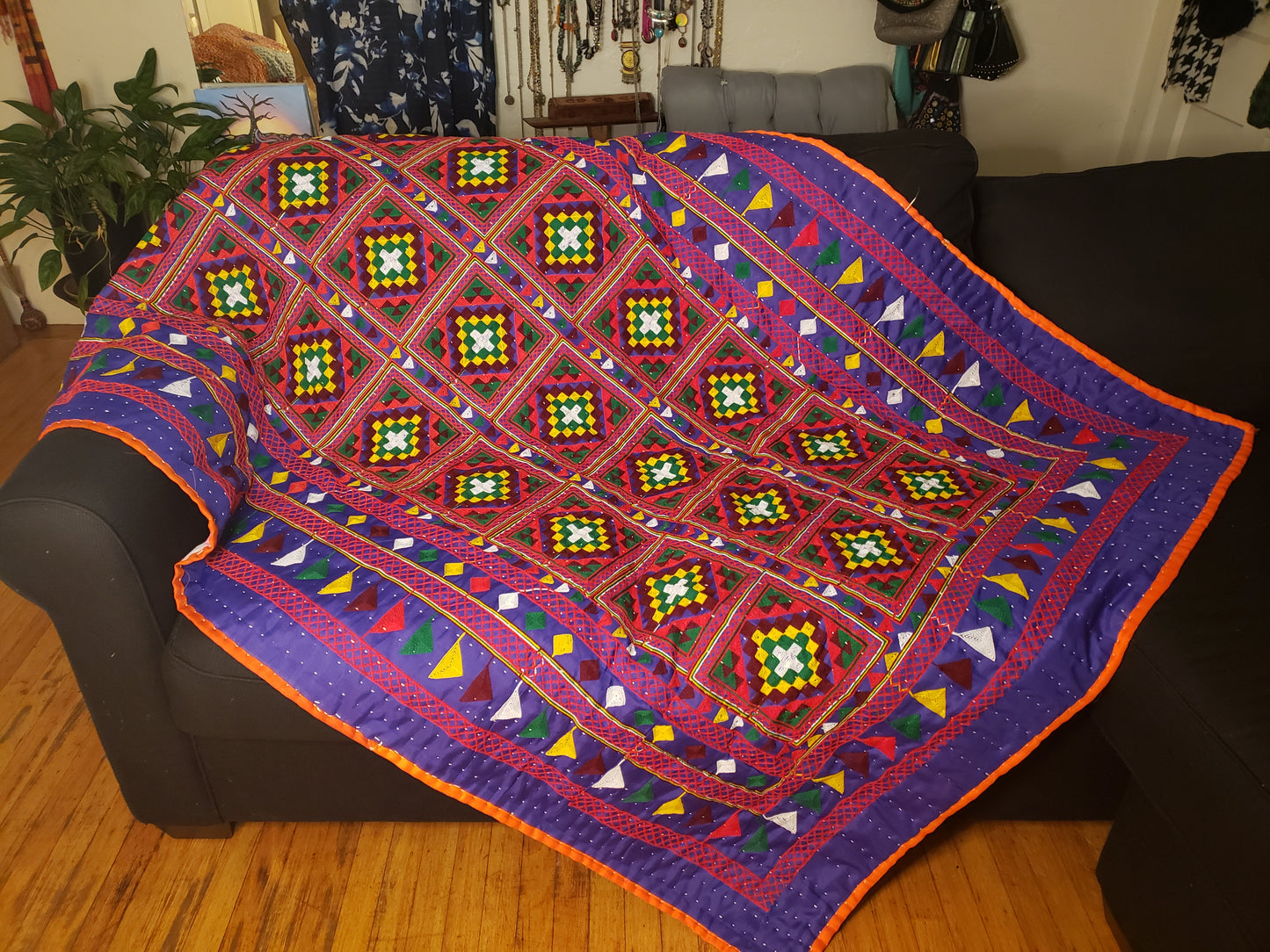 Purple & Pink Epic Diamond Kalbeliya Tribal Blanket